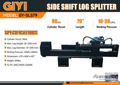 2026 GIYI GY-SLS79 26 in Skid Steer Log Splitter (Unused)