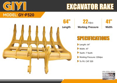 2026 GIYI GY-P320 Baggerrechen - Fits Cat 320 (Unused)