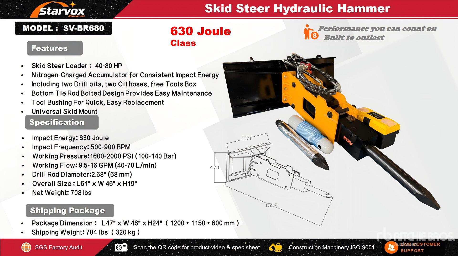 2026 STARVOX SV-BR680 Skid Steer Breaker (Unused)