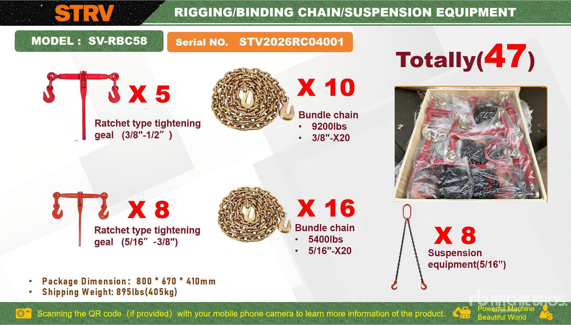 Quantity of 2026 STARVOX SV-RBC58 Rigging/Binding & Chain/Suspension Equipment (Unused)