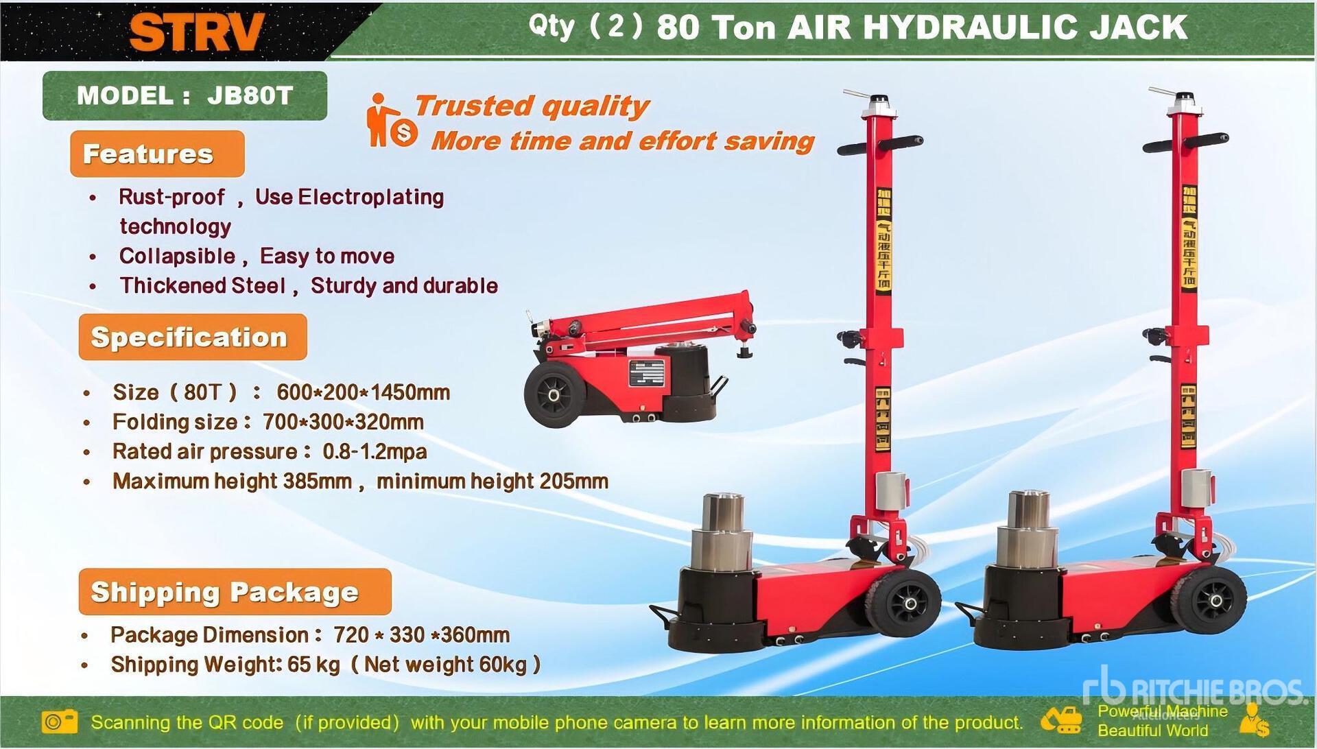 Quantity of (2) 2026 STARVOX JB80T 80 ton Pneumatic/Hydraulic Floor Jack (Unused)