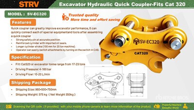 2026 STARVOX SV-EC320 Excavator Hydraulic Acopladora rápida - Fits Cat 320 (Unused)