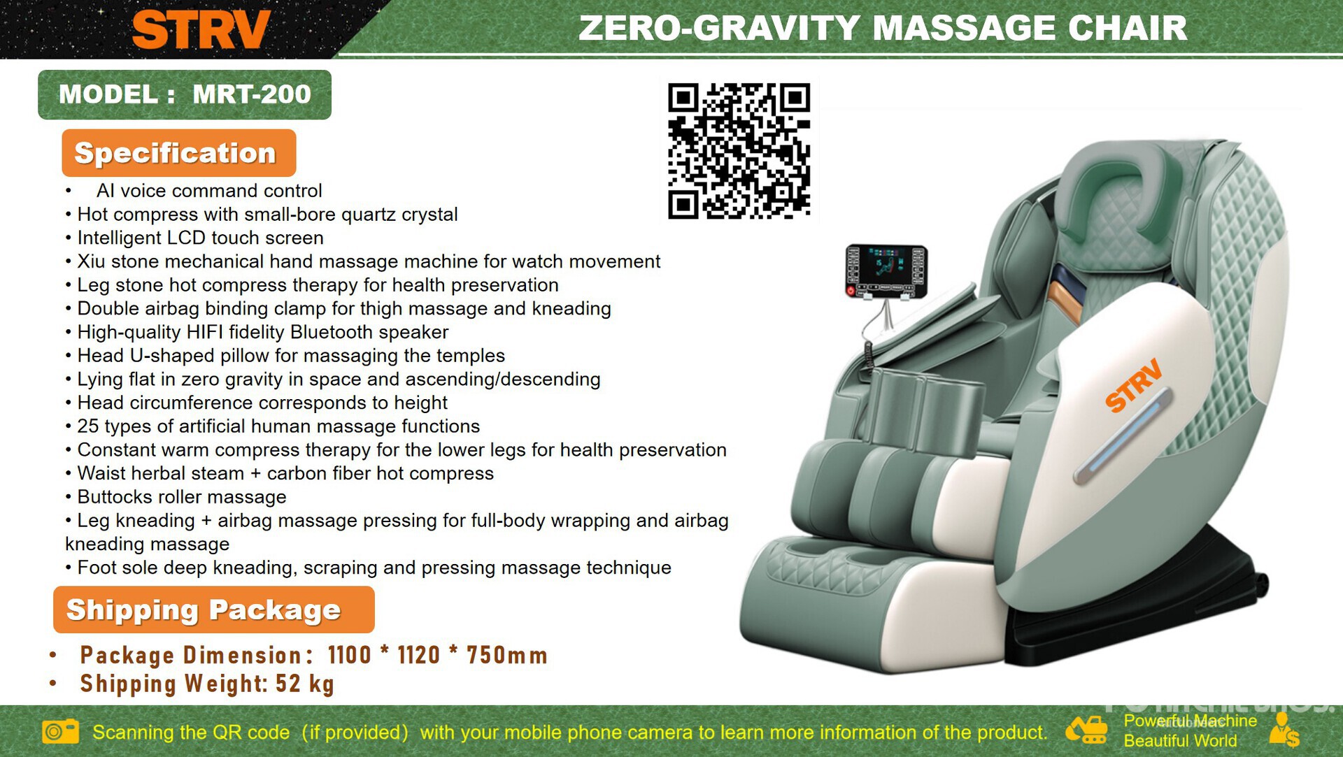 2026 STARVOX MRT-200 Zero-Gravity Massage Chair (Unused)