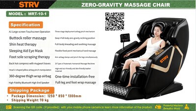2026 STARVOX MRT-10-1 Dark Brown Zero-Gravity Massage Chair (Unused)