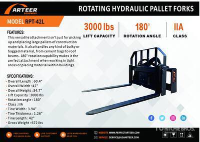 2026 ARTEER RPT-42L 60 in Rotating Hydraulic Horquillas para minicargadora (Unused)