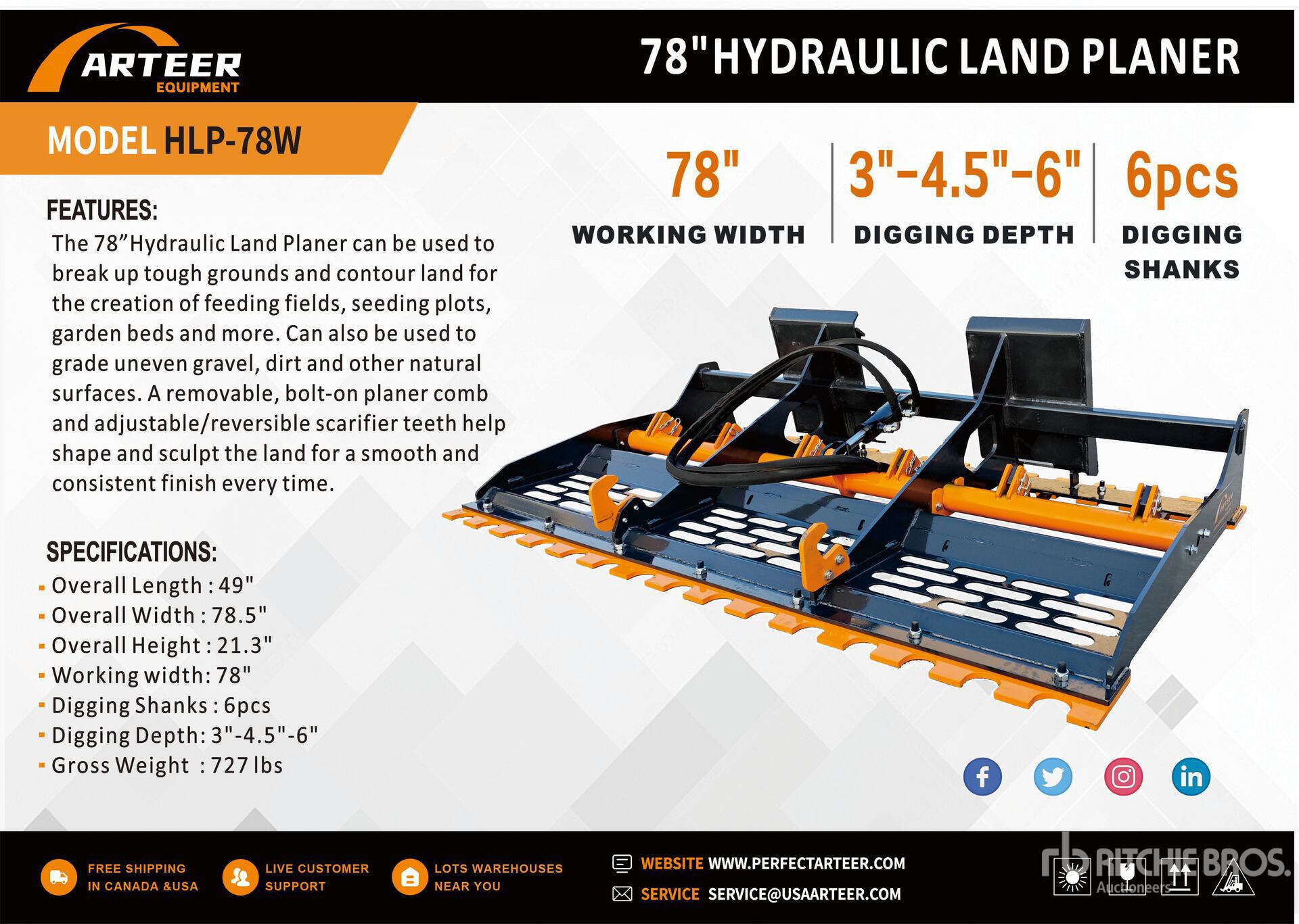 2026 ARTEER HLP-78W 78 in Hydraulic Skid Steer Landplane (Unused)