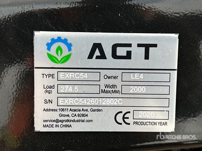 2026 AGT EXRC54 Excavator Brush Cutter - Fits Cat 308 / 3 - 8 ton (Unused)