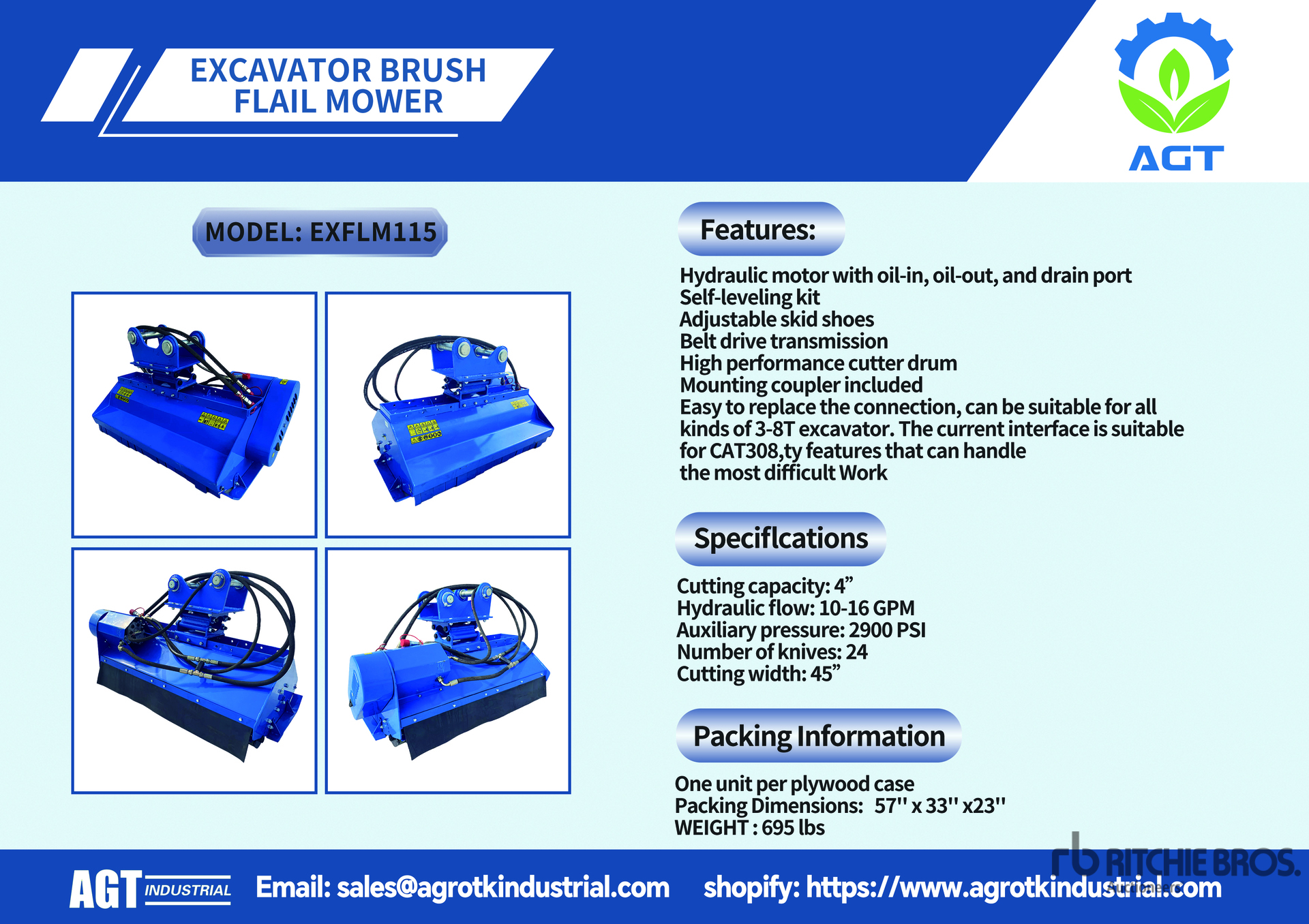 2026 AGT EXFLM115 45 in Excavator (Unused)