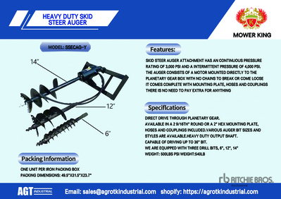 2026 Mower King SSECAG-Y Barrena para minicargadora (Unused)