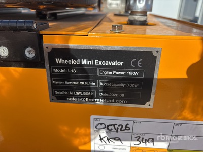 2026 VICSEC VC-L13 Wheeled Mini pelle hydraulique (Unused)