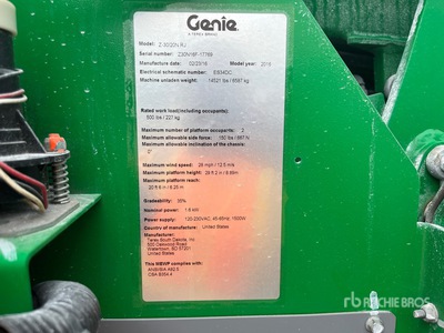 2016 Genie Z-30/20N RJ 2WD Electric Articulating Boom Lift