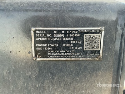 2022 Takeuchi TL12V2 Compact Track Loader