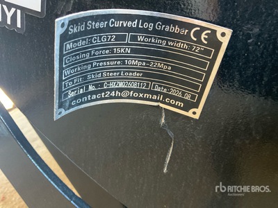 2026 GIYI GY-CLG72 72 in Log Skid Steer Grapple (Unused)