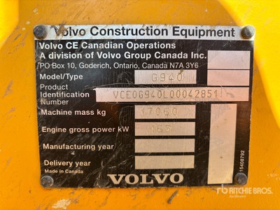 2009 Volvo G940 Motor Grader