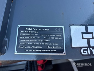 2026 GIYI GY-MDM50 33 in Mini Disc Skid Steer Mulcher (Unused)