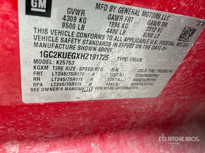 2017 Chevrolet 2500 4x4 Extended Cab Utility Truck