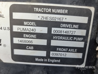 2017 Case Puma 240 4WD Tractor Agrícola
