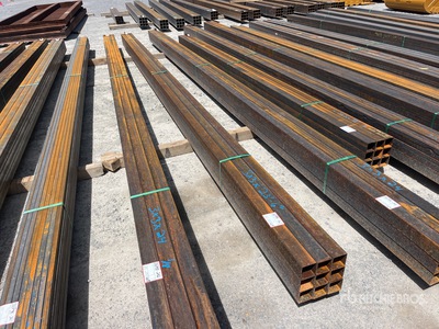 Quantity of (9) 2025 Kit Containers 1 bundle, 3x3 in, 24ft Steel Sq Tubing (Unused)