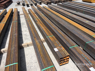 Quantity of (9) 2025 Kit Containers 1 bundle, 3x3 in, 17ft, Steel Sq Tubing