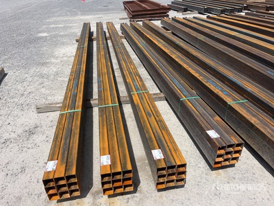 Quantity of (9) 2025 Kit Containers 1 bundle, 3x3 in, 24ft Steel Sq Tubing (Unused)