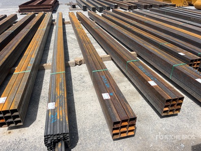 Quantity of (9) 2025 Kit Containers 1 bundle, 3x3 in, 24ft Steel Sq Tubing (Unused)