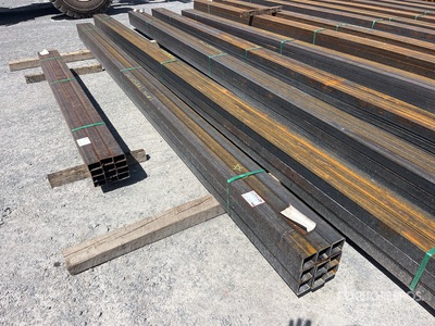 Quantity of (9) 2025 Kit Containers 1 bundle, 3x3 in, 17ft 6in, Steel Sq Tubing (Unused)