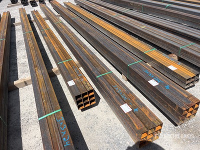 Quantity of (9) 2025 Kit Containers 1 bundle, 3x3 in, 24ft Steel Sq Tubing
