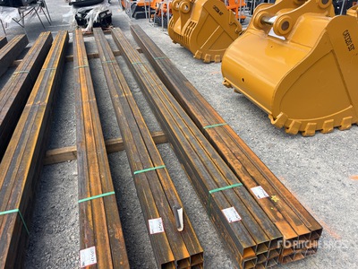 Quantity of (9) 2025 Kit Containers 1 bundle, 3x3 in, 24ft Steel Sq Tubing (Unused)