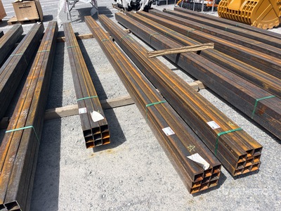 Quantity of (9) 2025 Kit Containers 1 bundle, 3x3 in, 24ft Steel Sq Tubing (Unused)