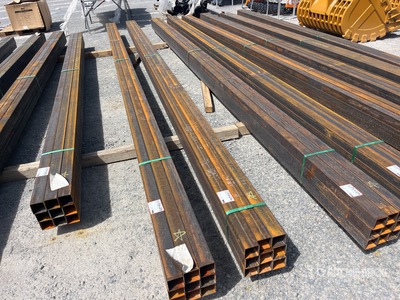 Quantity of (9) 2025 Kit Containers 1 bundle, 3x3 in, 24ft Steel Sq Tubing (Unused)