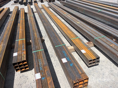 Quantity of (9) 2025 Kit Containers 1 bundle, 3x3 in, 24ft Steel Sq Tubing (Unused)