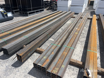 Quantity of (9) 2025 Kit Containers 24 ft x 2 in x 4 in Steel Sq Tubing Varios. Industrial