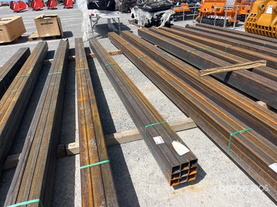 Quantity of (9) 2025 Kit Containers 1 bundle, 3x3 in, 18ft Steel Sq Tubing (Unused)