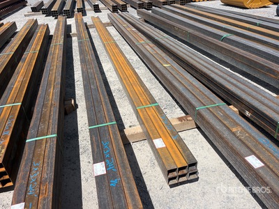 Quantity of (6) 2025 Kit Containers 1 bundle, 3x3 in, 21ft Steel Sq Tubing (Unused)