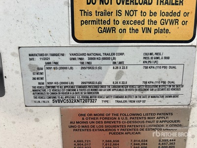 2022 Vanguard VXP 53 ft x 102 in T/A Van Trailer