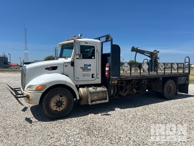 Straight Boom on 2014 Peterbilt 337 Or 4x2 Flat bed with boom, replacing and draining tank and lines Flatbed Truck with Crane