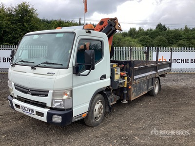 2013 Mitsubishi Canter 4x4 Flatbed Truck with Crane