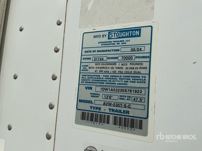 2005 Stoughton 53 ft T/A Van Trailer