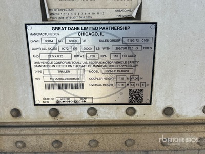 2017 Great Dane 53 ft x 102 in T/A Multi -Temp Remorque frigorifique