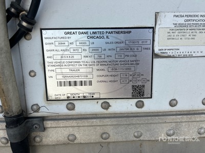 2017 Great Dane 53 ft x 102 in T/A Multi -Temp Remorque frigorifique