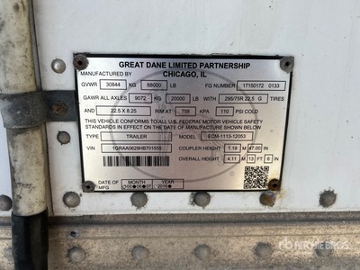 2017 Great Dane 53 ft T/A Refrigerated Trailer