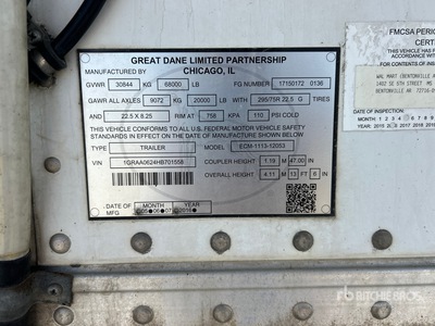 2017 Great Dane 53 ft x 102 in T/A Multi -Temp Remorque frigorifique