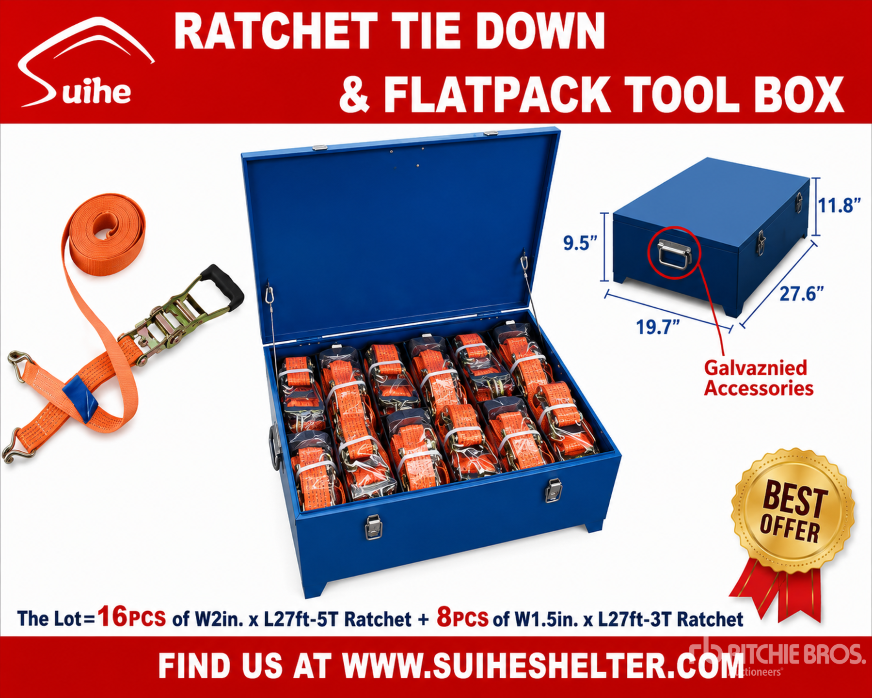 Quantity of (24) 2026 Suihe R24 Ratchet Straps (Unused)