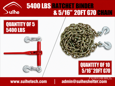 Quantity of (5) 2026 Suihe BC-5400 5400 lb Ratchet Binders & (10) 20 ft Chains Varios, tienda, almacen, consumidor (Unused)