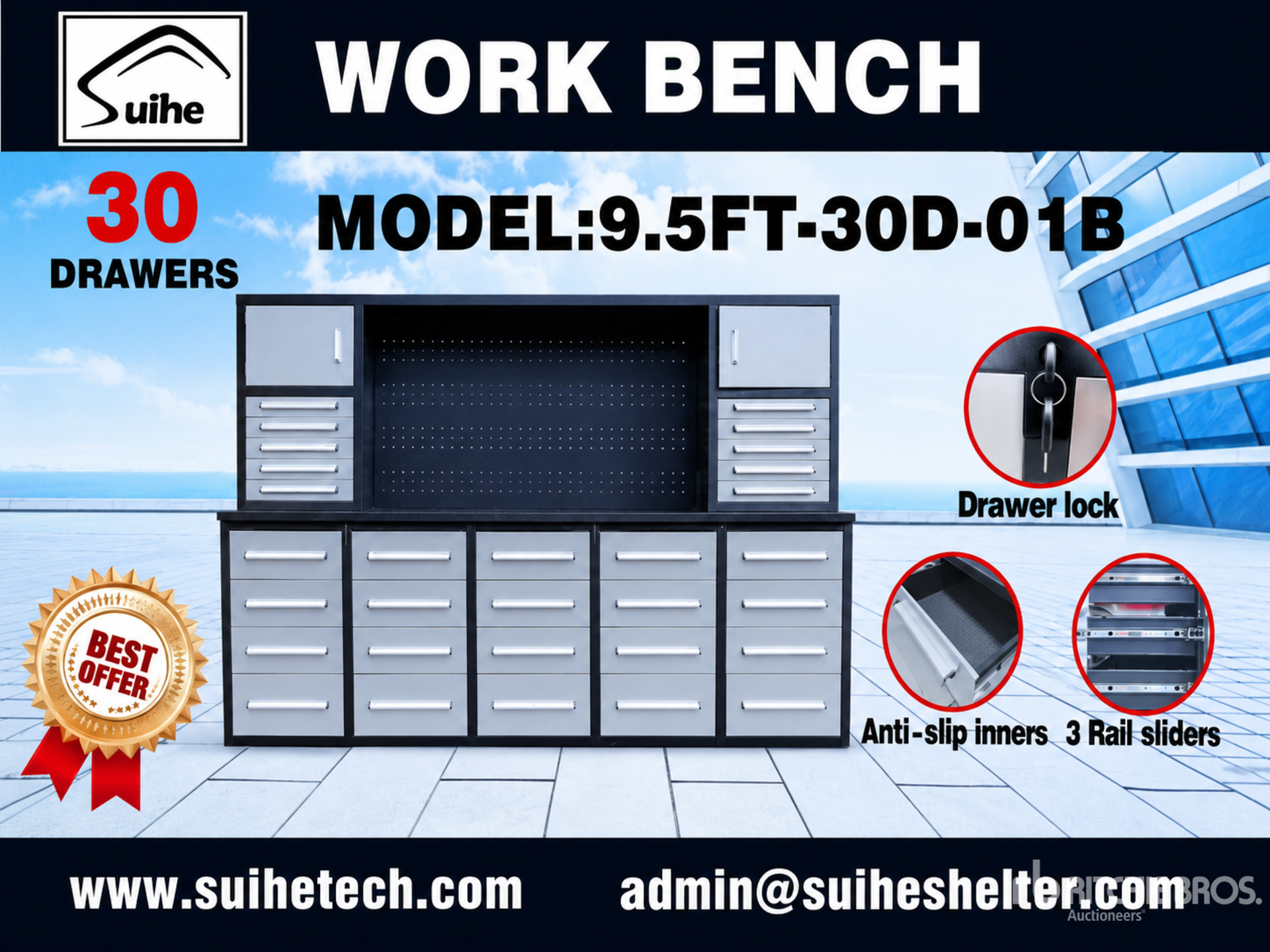 2026 Suihe NWB-H30DS -9.5 9 ft 6 in 30-Drawer Workbench (Unused)
