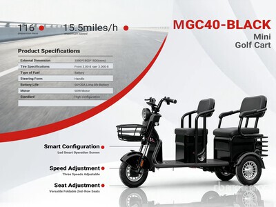 2026 MGC40-BLACK 3 TT E-Trike Mini Scooter (Unused)