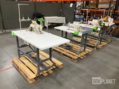 (4) Assorted JUKI Industrial Sewing Machines w/Tables