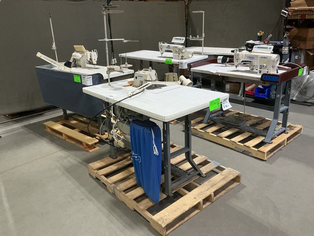 (4) Assorted JUKI Industrial Sewing Machines w/Tables