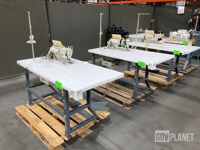 (4) Assorted JUKI Industrial Sewing Machines w/Tables