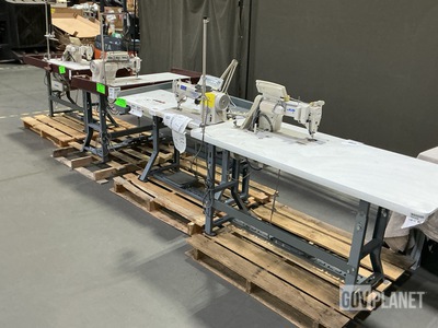 (4) Assorted JUKI Industrial Sewing Machines w/Tables
